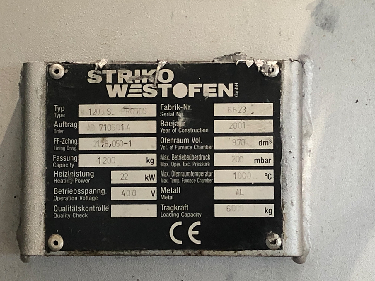 StrikoWestofen W 1200 SL ProDos DPC配料炉O1814, 二手